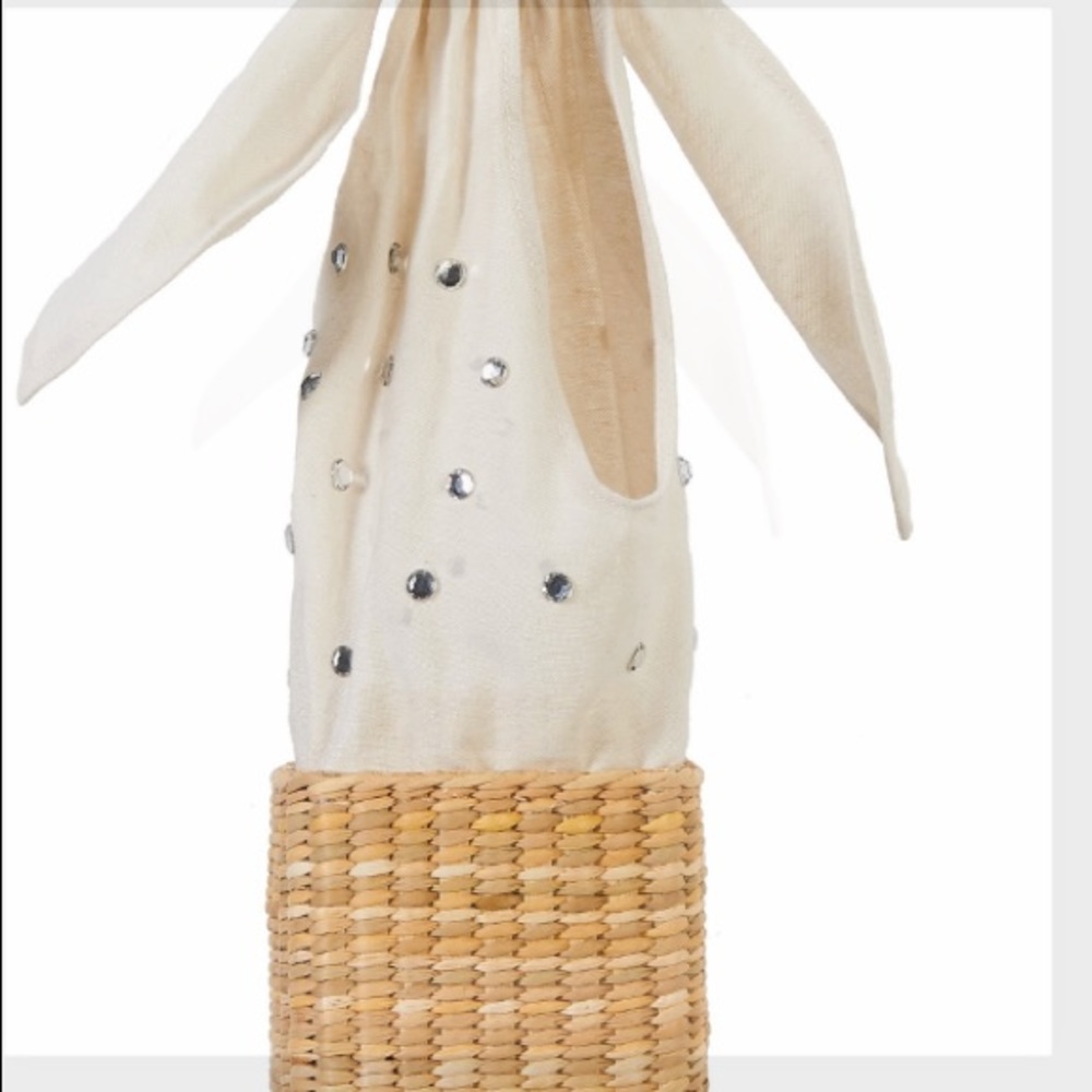 Nannacay  Luca bag handcrafted -recyclable fabric, crystal appliqué &straw base - Picture 5 of 5
